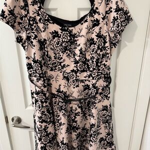 City Chic Blush Pink Dress with Black Floral Print